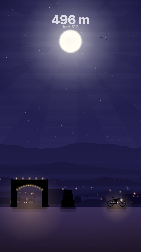 Gameplay: Midnight, a full moon high over a starlit sky