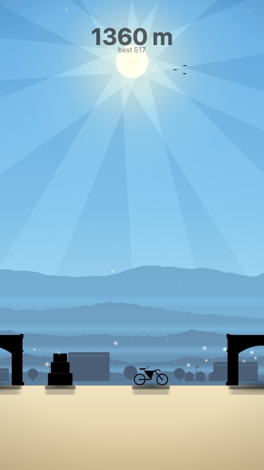 Gameplay: Noon, the only blue sky in the cycle, sun high overhead